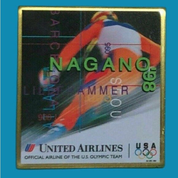 1998 NAGANO Olympics  United Airlines  Skiing (1) pin - Picture 1 of 2